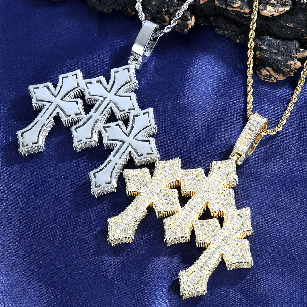 FrostKingz Iced NY Cross Pendant Necklace
