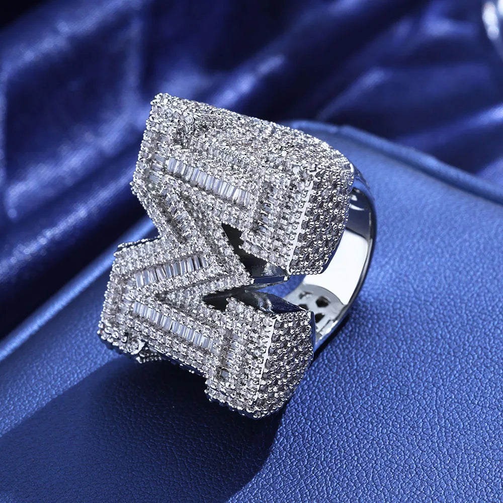 FrostKingz Iced Initial ‘M’ Ring