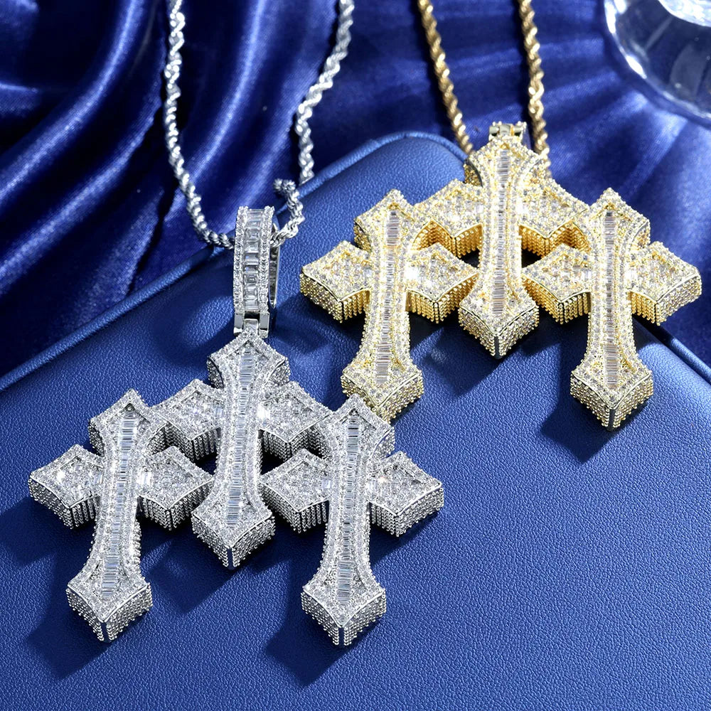 FrostKingz Iced NY Cross Pendant Necklace