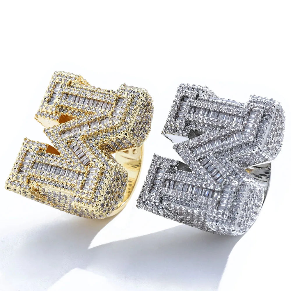 FrostKingz Iced Initial ‘M’ Ring