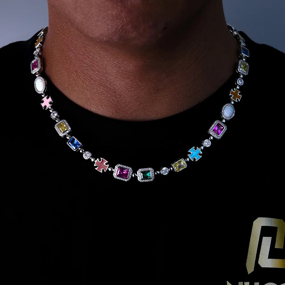 FrostKingz Puzzle Link Rainbow Gem Chain