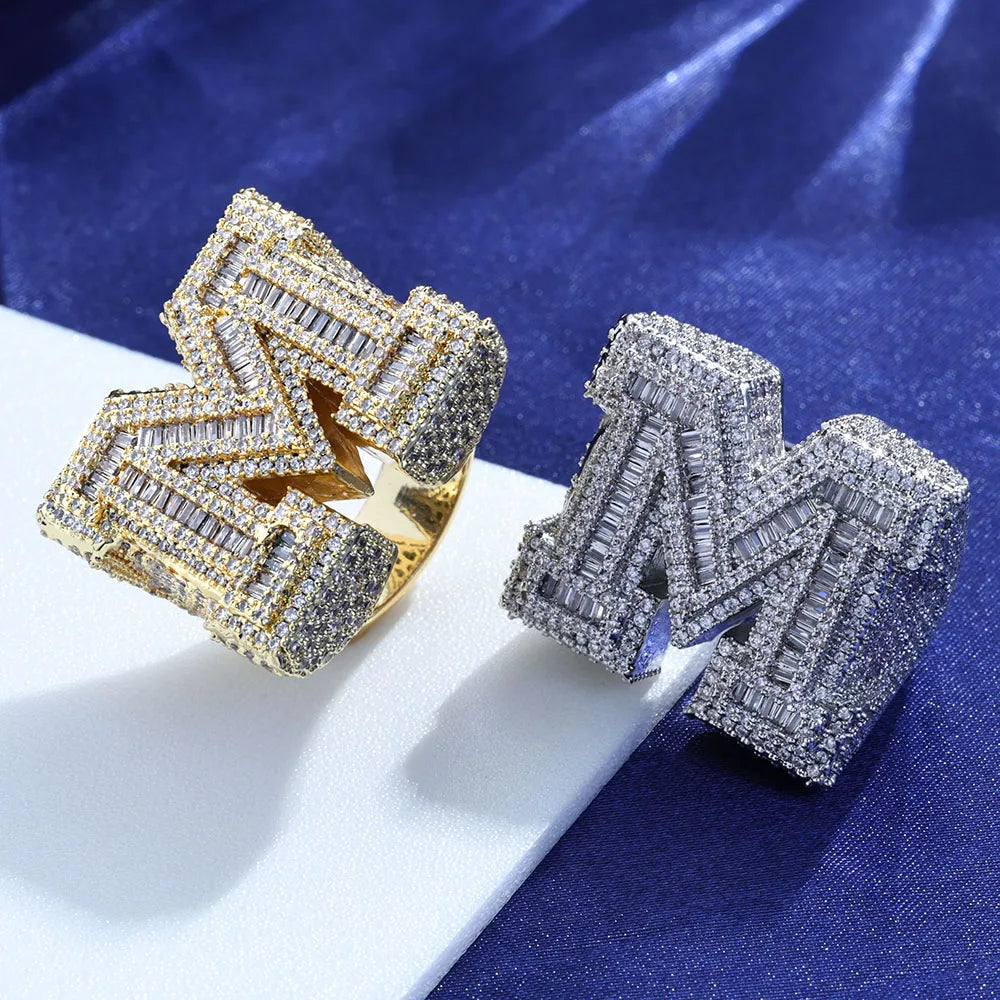 FrostKingz Iced Initial ‘M’ Ring
