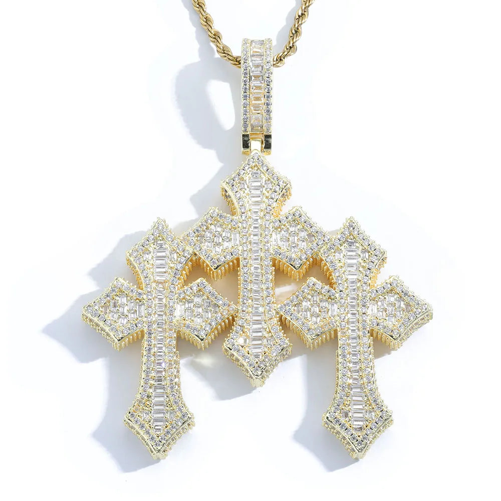 FrostKingz Iced NY Cross Pendant Necklace