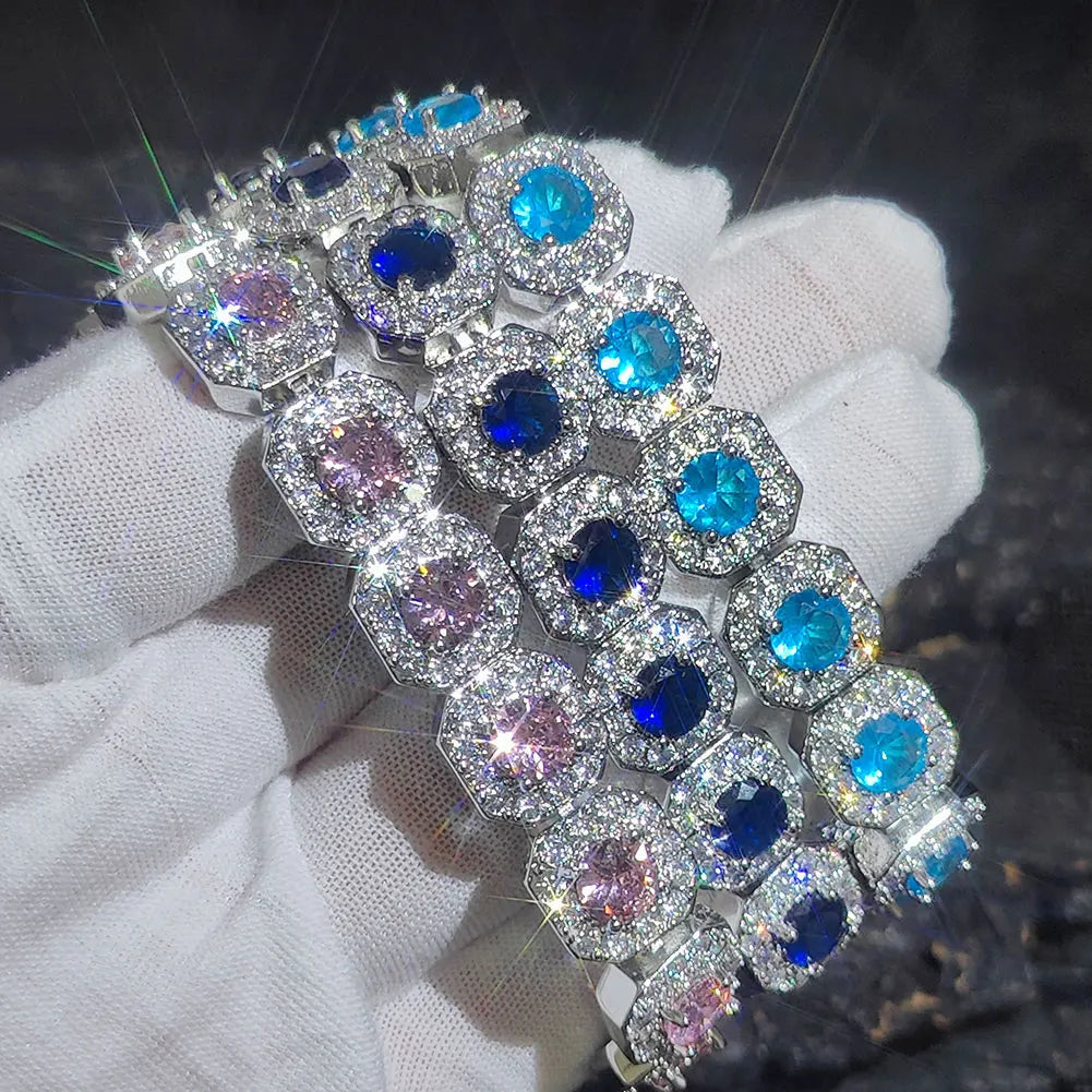 FrostKingz Multicolor Gem Cuban Bracelet