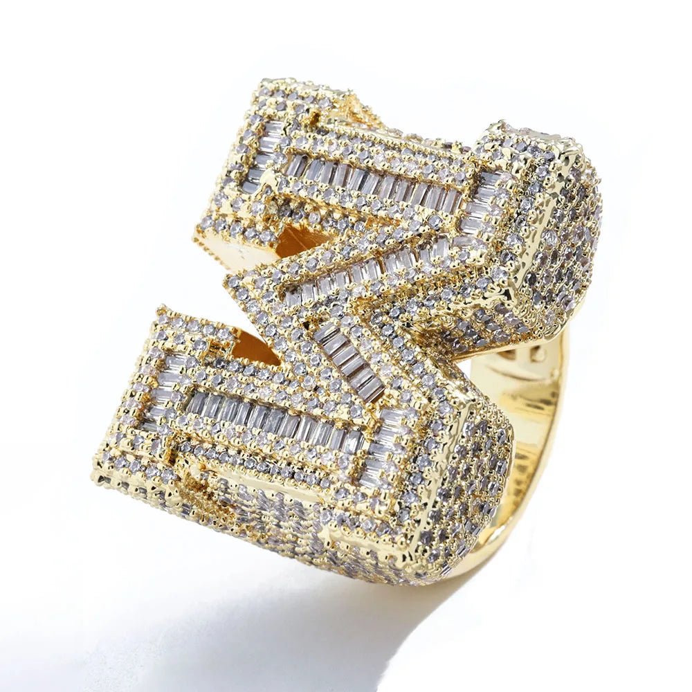 FrostKingz Iced Initial ‘M’ Ring