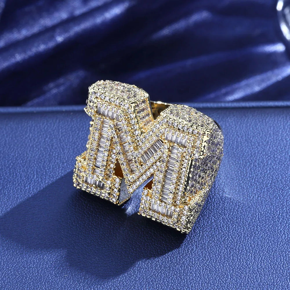 FrostKingz Iced Initial ‘M’ Ring