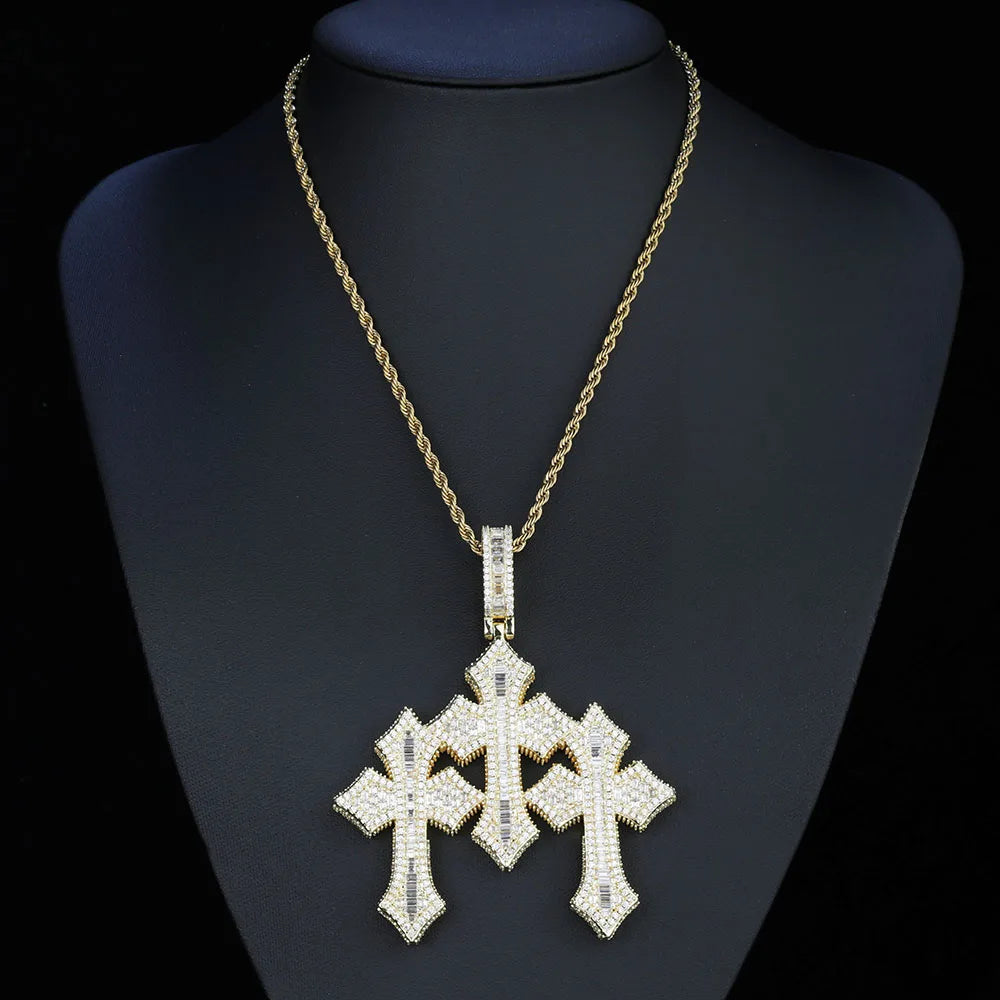 FrostKingz Iced NY Cross Pendant Necklace