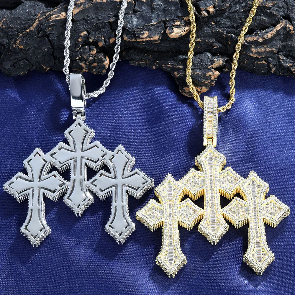 FrostKingz Iced NY Cross Pendant Necklace