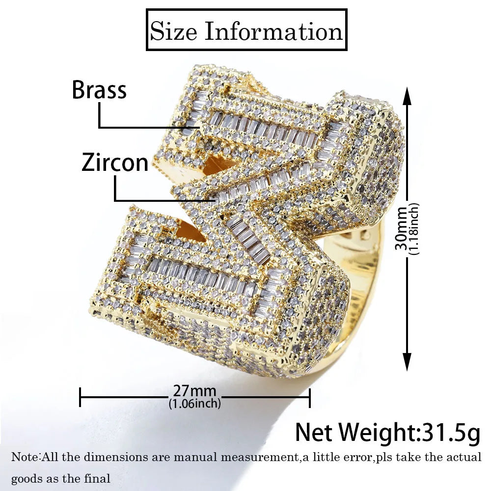 FrostKingz Iced Initial ‘M’ Ring