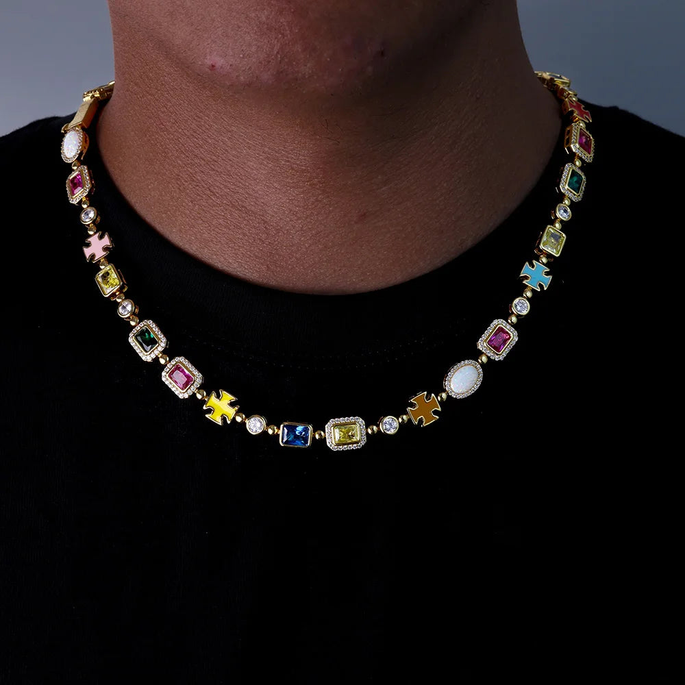 FrostKingz Puzzle Link Rainbow Gem Chain