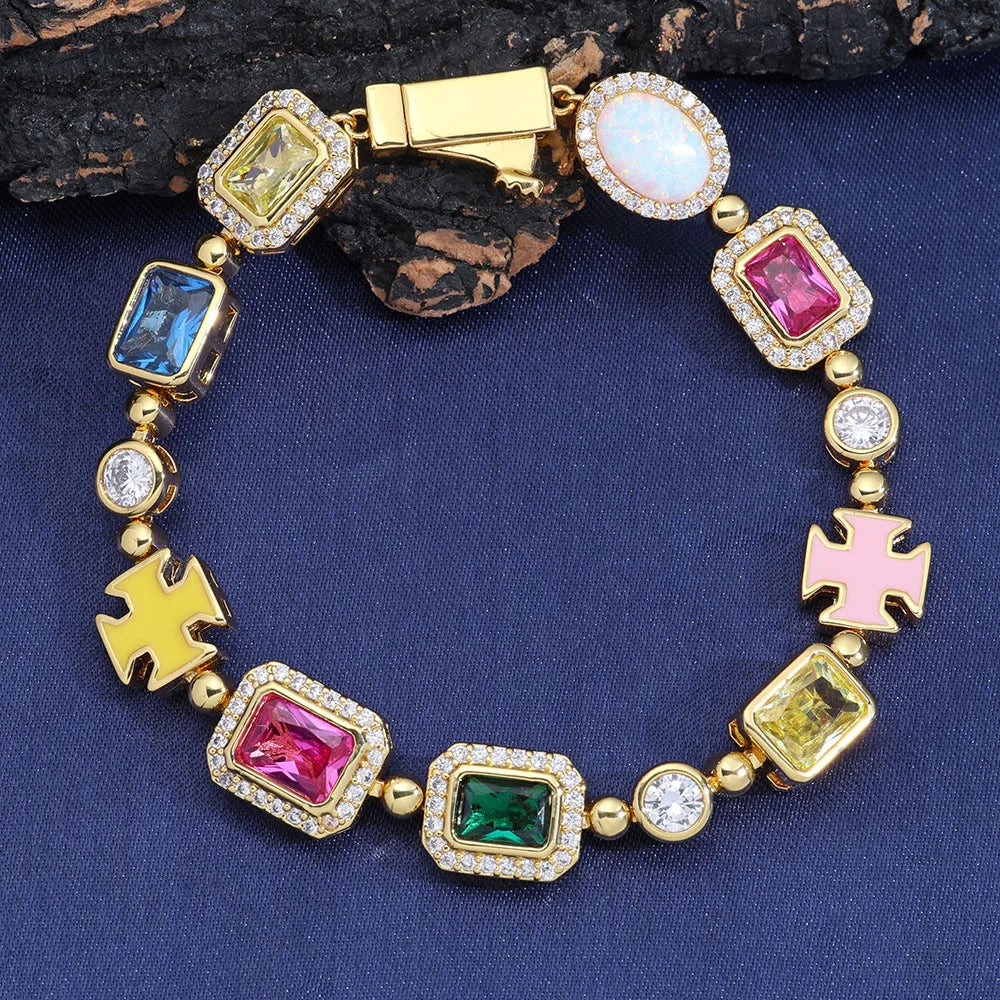 FrostKingz Puzzle Link Rainbow Gem Chain